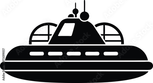 Hovercraft silhouette Vector Icon and Illustration Isolated on white background.