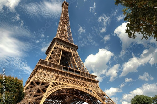 Eiffel tower - minimalist image, painting, wildlife photograph, Paris Olympics. Beautiful simple AI generated image photo