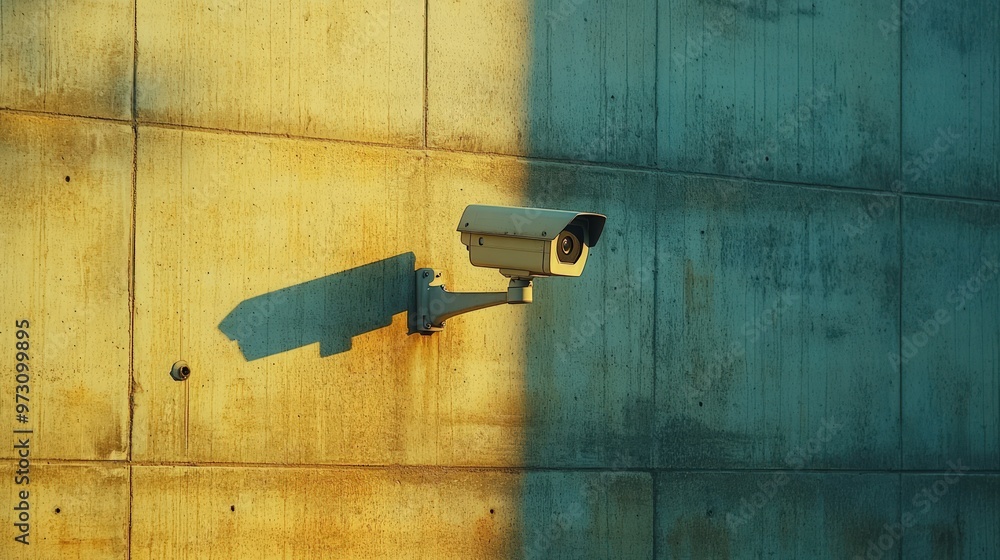 Modern security cameras on the walls of buildings Modern security cameras on the walls of buildings