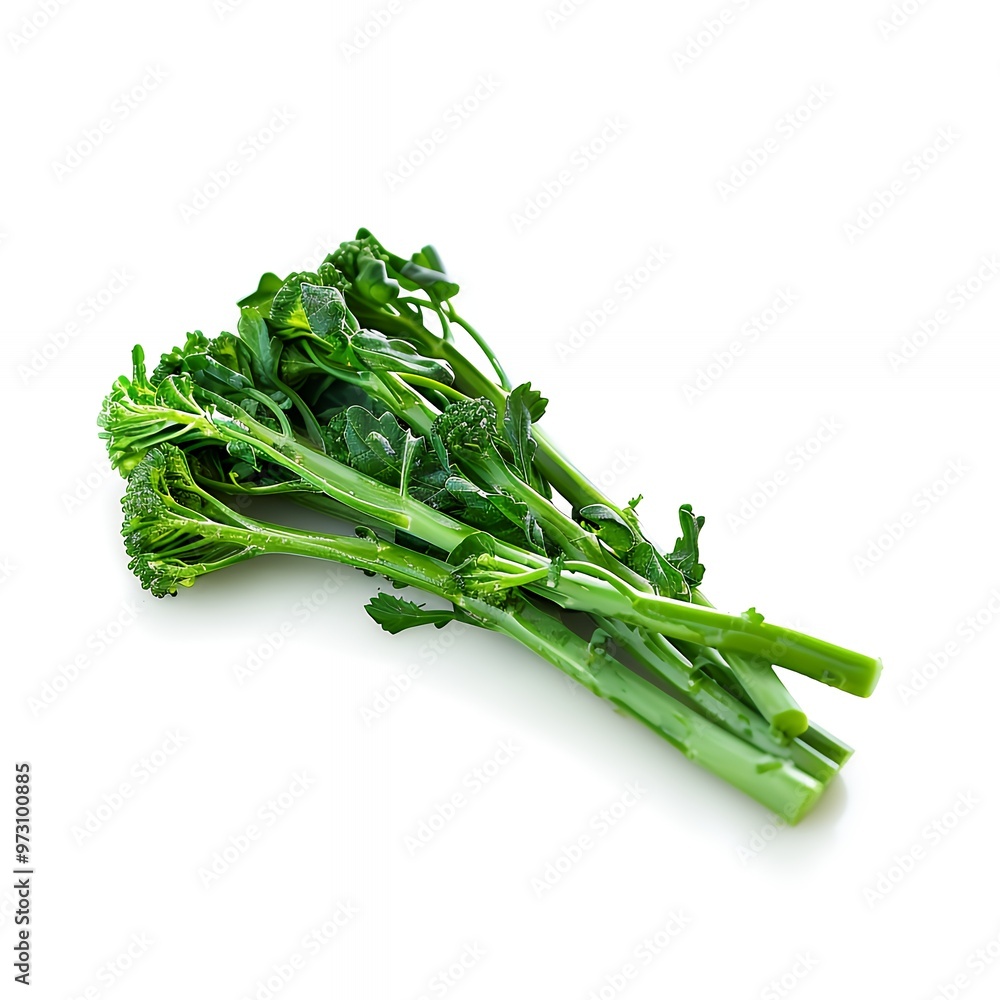 Fresh green broccoli sprouts on a white background. Fresh green broccoli sprouts on a white background.