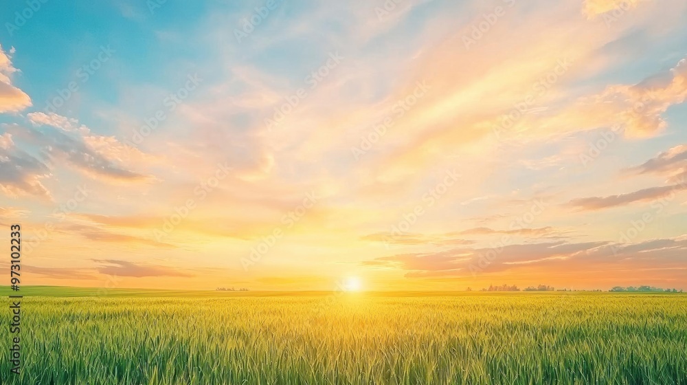 Thanksgiving landscape at dusk, with golden fields and a vibrant orange sky The quiet countryside reflects the peacefulness and beauty of the season Thanksgiving landscape at dusk, with golden fields and a vibrant orange sky The quiet countryside reflects the peacefulness and beauty of the season