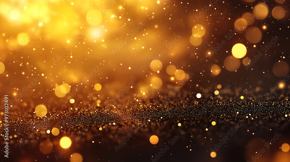 Obraz premium Gold Bokeh Particles Floating in a Christmas Background with Shimmering Effects