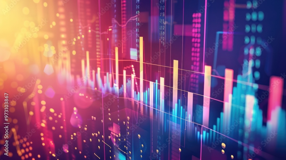 Abstract Neon Charts and Graphs with Data Visualization Abstract Neon Charts and Graphs with Data Visualization