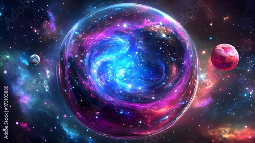 Cosmic Nebula in Glass Sphere Space Exploration Galaxy Art