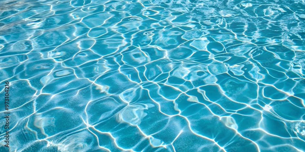 A mesmerizing view of clear blue water with intricate light reflections creating a captivating pattern on the surface A mesmerizing view of clear blue water with intricate light reflections creating a captivating pattern on the surface