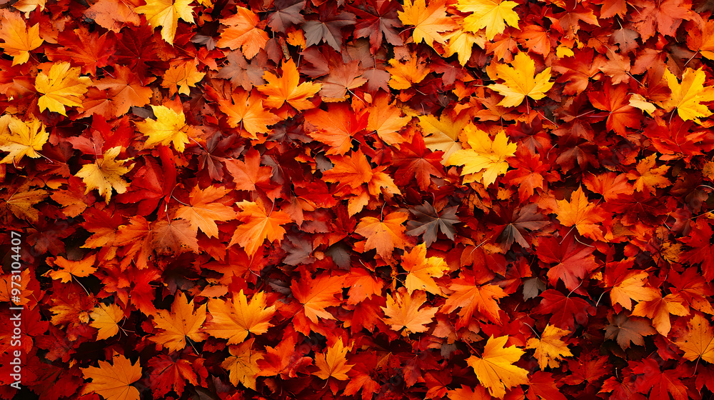 carpet of fiery orange and red maple leaves covering the ground, creating a vibrant autumnal carpet of fiery orange and red maple leaves covering the ground, creating a vibrant autumnal