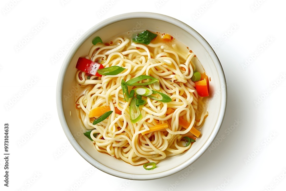A bowl of ramen noodles with vegetables, a classic comfort food. A bowl of ramen noodles with vegetables, a classic comfort food.