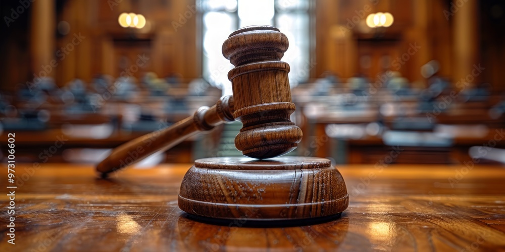 A Gavel of Justice in a Courtroom A Gavel of Justice in a Courtroom