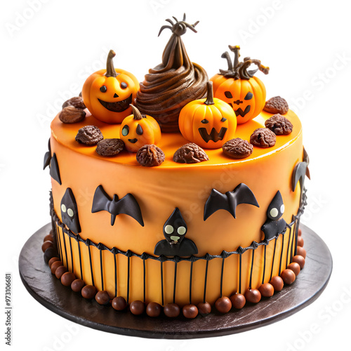 creepy halloween cake isolated on transparent background