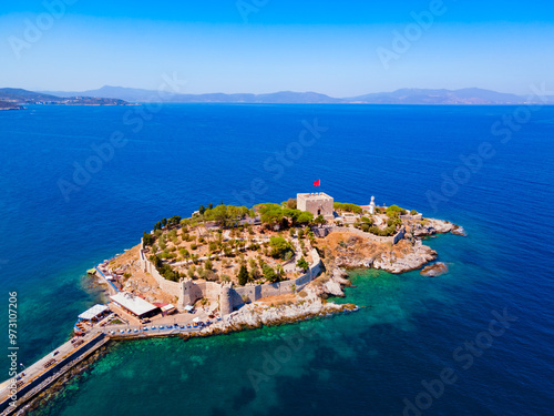 Obraz na płótnie Pigeon Island aerial panoramic view in Kusadasi city, Turkey w salonie