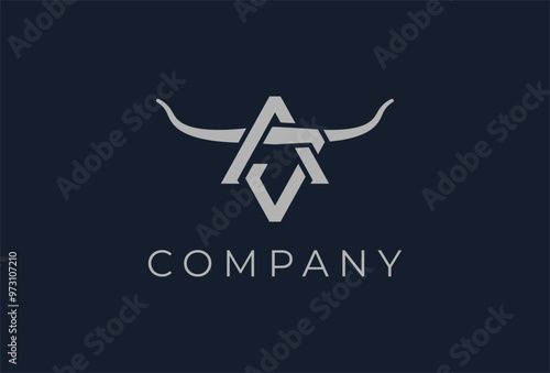 Initial JA or AJ horn Logo, minimalist letter J and A with horn design logo, vector illustration
