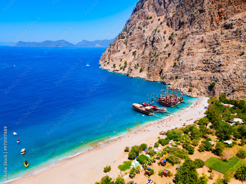 Obraz premium Butterfly Beach aerial panoramic view in Turkey