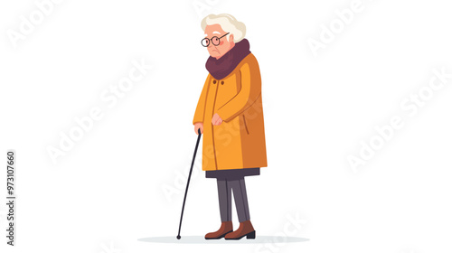 Concept of Disorientation Elderly Woman Lost in the Street isolated on white background