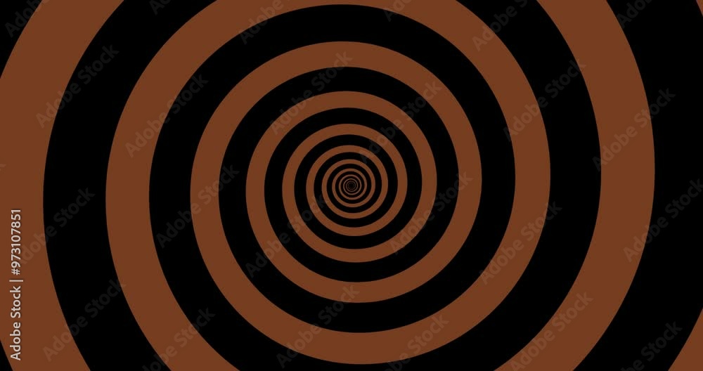 Moving hypnotic spiral. Seamless Psychedelic spiral and slow rotation. Brown and black background. Moving hypnotic spiral. Seamless Psychedelic spiral and slow rotation. Brown and black background.