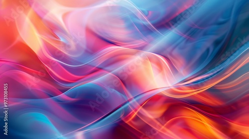 Blurred and vivid light patterns form a captivating display of abstract colors and shapes, creating a sense of motion and energy. Close-up photo with clean background