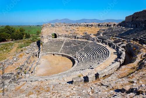 Miletus Archaeological Site panoramic view near Didim city in Turkey photo