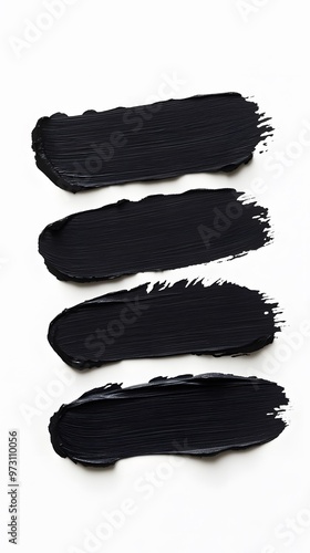 Black Paint Strokes on White Background, Abstract Image, Texture, Pattern Background, Wallpaper, Cover and Screen of Smartphone, PC, Laptop, 9:16 and 16:9 Format