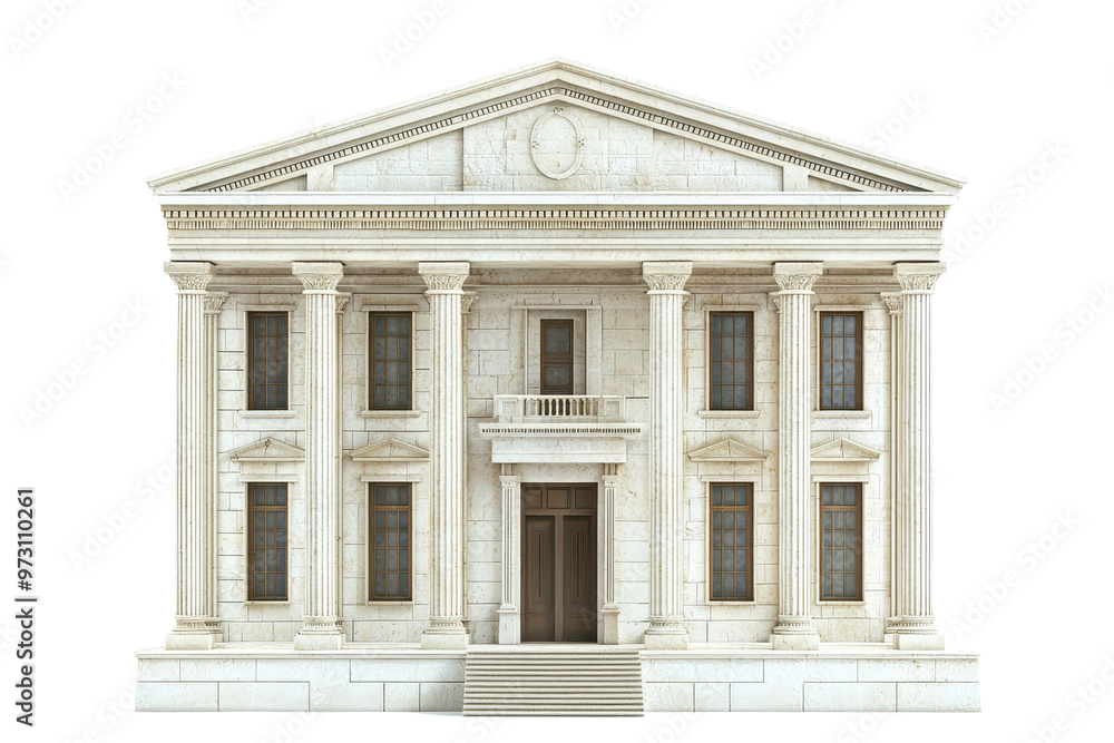 Fototapeta premium Classic architecture of a neoclassical building with columns, symbolizing history, education, and government.