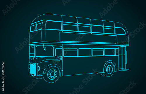 Double decker bus blueprint
