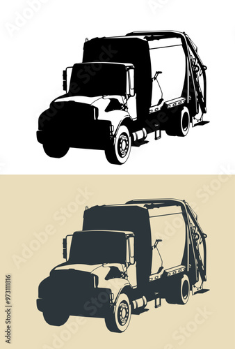 Garbage truck illustrations