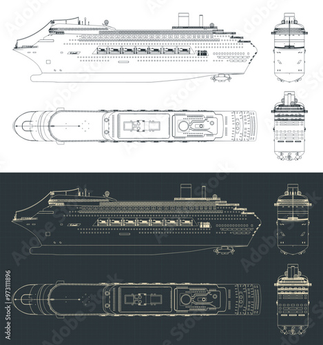 Large cruise liner blueprints