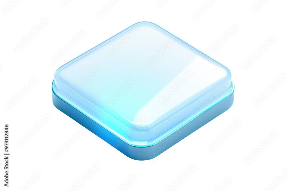 Digital abstract icon in blue and white hues, resembling a futuristic button or interface element, with a glossy finish. Digital abstract icon in blue and white hues, resembling a futuristic button or interface element, with a glossy finish.