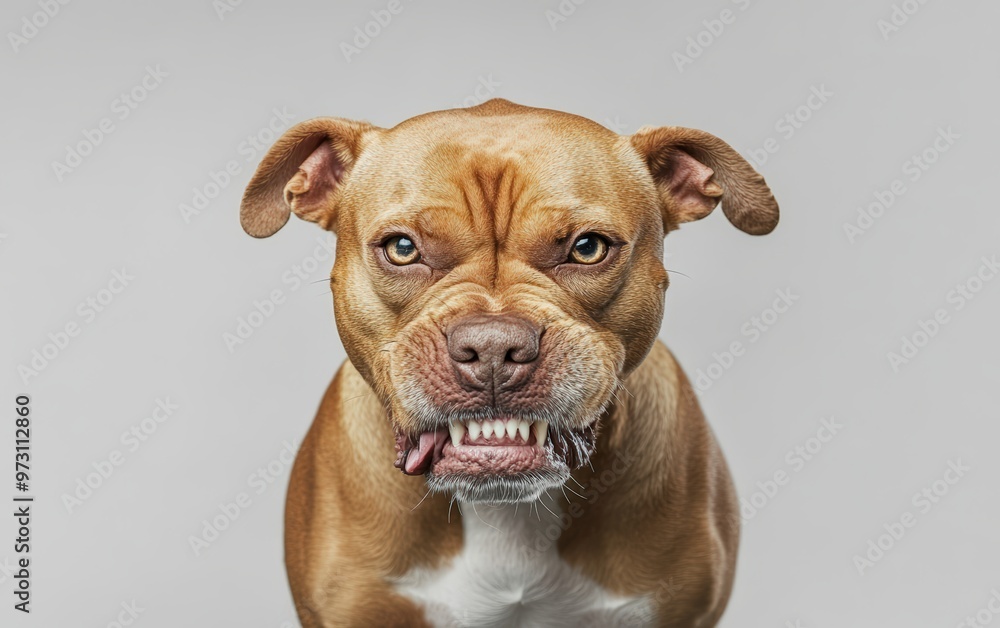 angry dog isolated on clear gray background angry dog isolated on clear gray background
