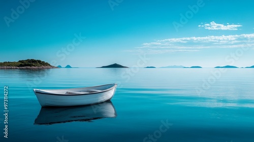 Serene Seascape with Solitary Boat