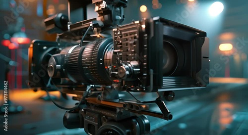 Professional Film Camera on a Tripod Ready for Action