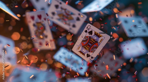 Cards in Motion: A dynamic image of playing cards being shuffled, with motion blur effects capturing the action.
