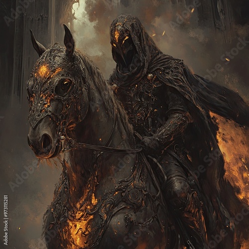 Fotografie "Dark Rider on Fiery Steed"