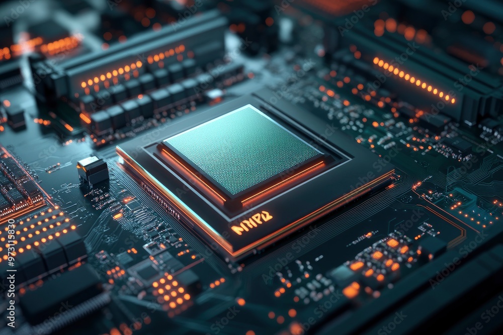 Fototapeta premium AMD Ryzen Threadripper highperformance workstation processor with architecture under technological with generative ai