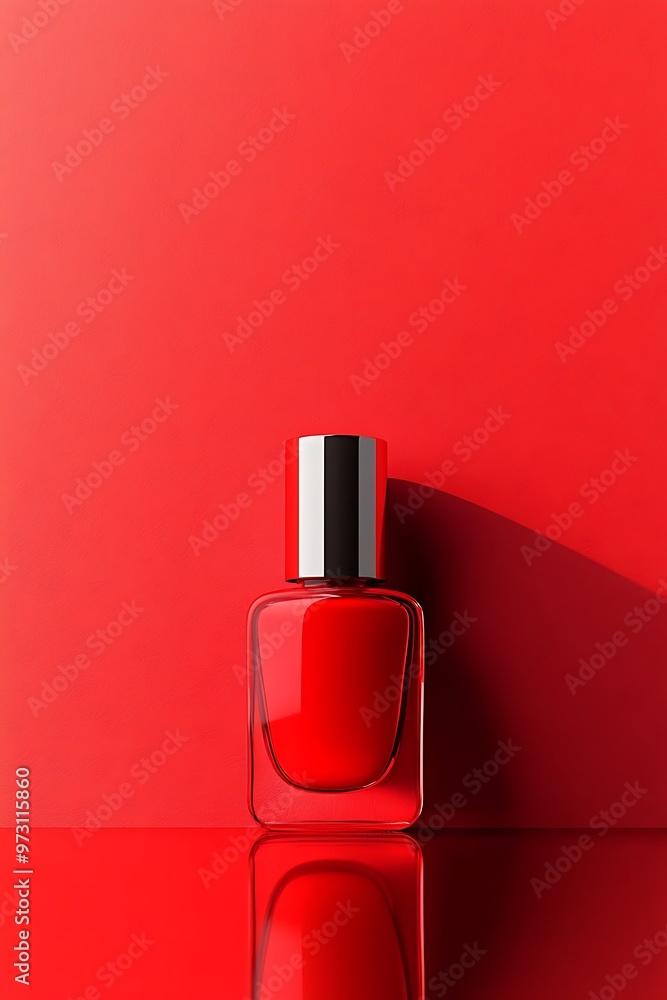 Bold Red Nail Polish Bottle Mockup on Minimalist Background Bold Red Nail Polish Bottle Mockup on Minimalist Background