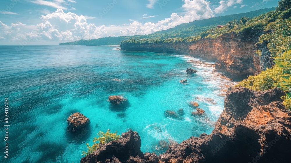 Fototapeta premium Tropical Cliffside Ocean View