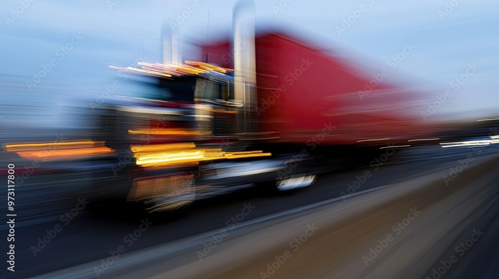 Motion Blur of a Truck on the Highway Motion Blur of a Truck on the Highway