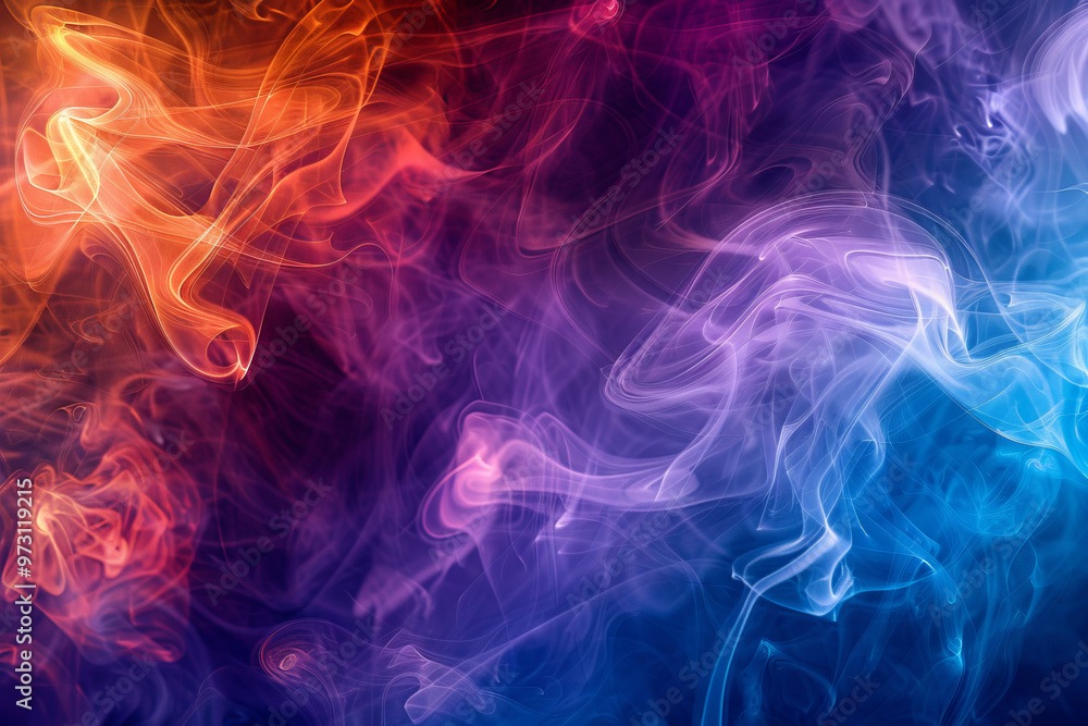 A colorful smokey background with a blue and orange swirl A colorful smokey background with a blue and orange swirl