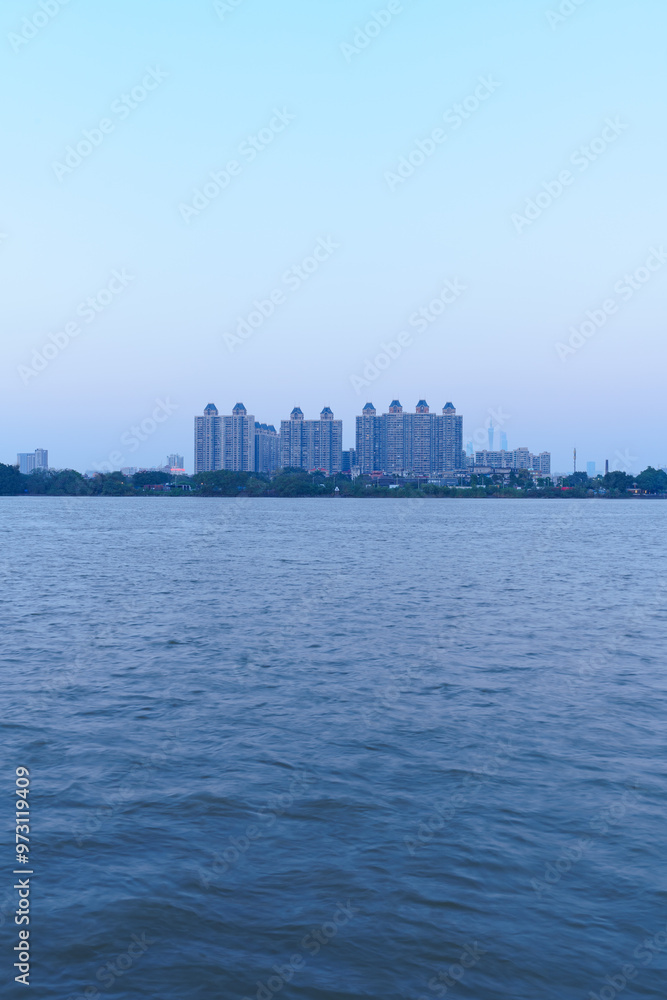 Tall Buildings in Riverside City on the Pearl River Bank, Guangzhou Tall Buildings in Riverside City on the Pearl River Bank, Guangzhou