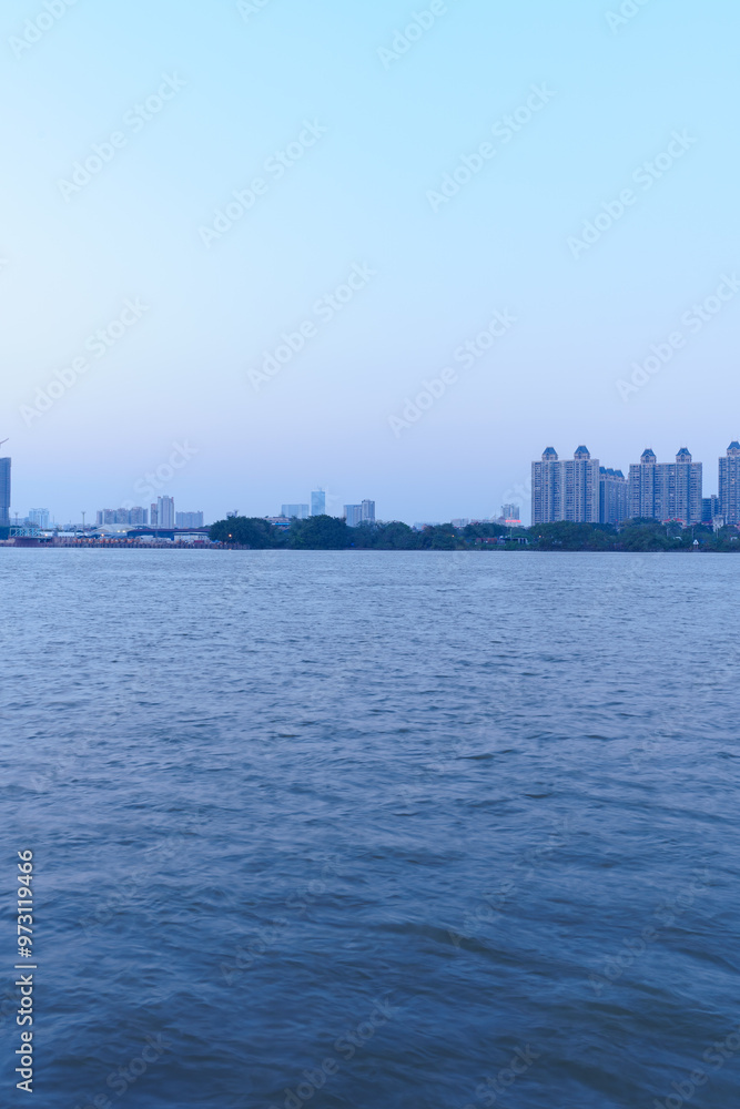 Tall Buildings in Riverside City on the Pearl River Bank, Guangzhou Tall Buildings in Riverside City on the Pearl River Bank, Guangzhou
