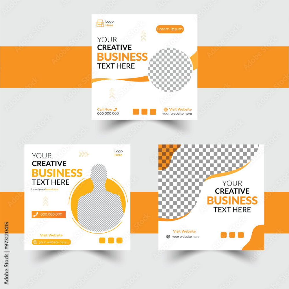 Social media post design with images and minimal shape Social media post design with images and minimal shape