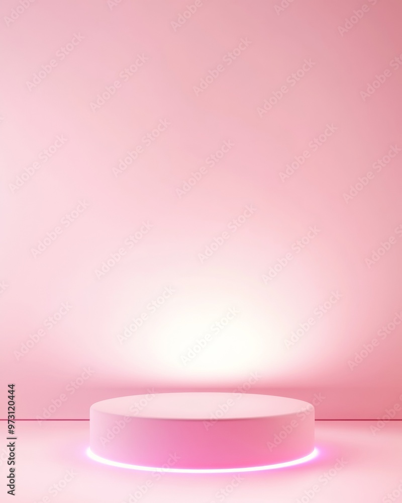 Neon Pink Textured Podium on White Background with Soft Neon Glow and Spotlight Effect - Minimalist Mockup for Product Showcase Neon Pink Textured Podium on White Background with Soft Neon Glow and Spotlight Effect - Minimalist Mockup for Product Showcase