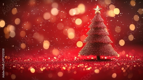 A festive Christmas tree adorned with shimmering decorations.