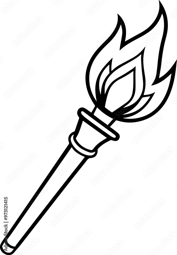a fire torch silhouette vector Illustration, outline a fire torch silhouette vector Illustration, outline