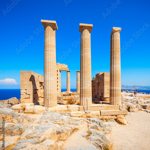 Lindos Acropolis and beach, Rhodes photo