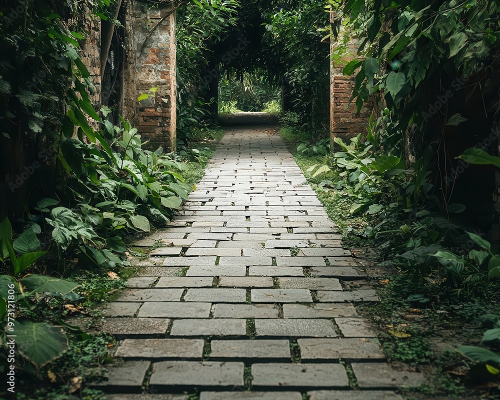 A forgotten botanical garden with cracked paths and overgrown plants, creating an abandoned, wild paradise botanical garden, timeworn, wildlife A forgotten botanical garden with cracked paths and overgrown plants, creating an abandoned, wild paradise botanical garden, timeworn, wildlife