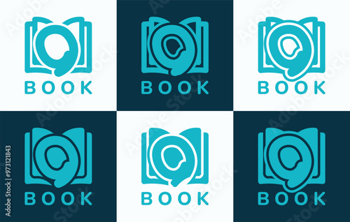 Set of letter O book logo. This logo combines letters and book shapes. Perfect for education, schools, tutoring and the likes.