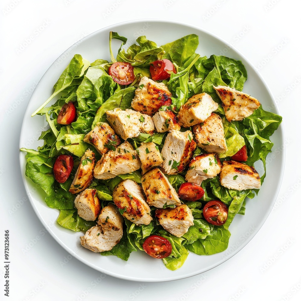 Chicken salad with fresh vegetables, lettuce, and creamy dressing, Ai Generation Chicken salad with fresh vegetables, lettuce, and creamy dressing, Ai Generation
