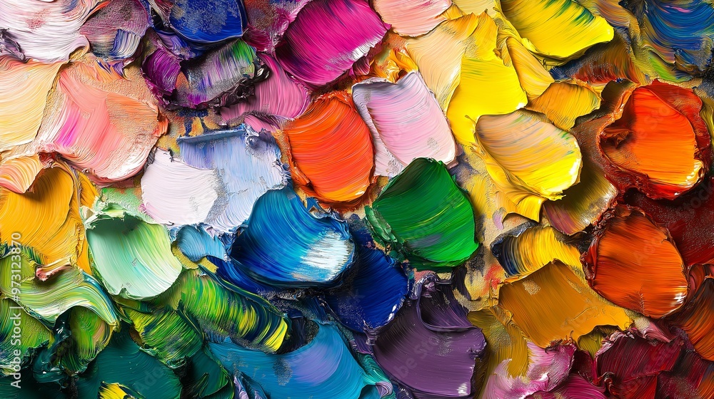 A Vibrant Palette of Oil Paints Ready for the Canvas AI Generated A Vibrant Palette of Oil Paints Ready for the Canvas AI Generated