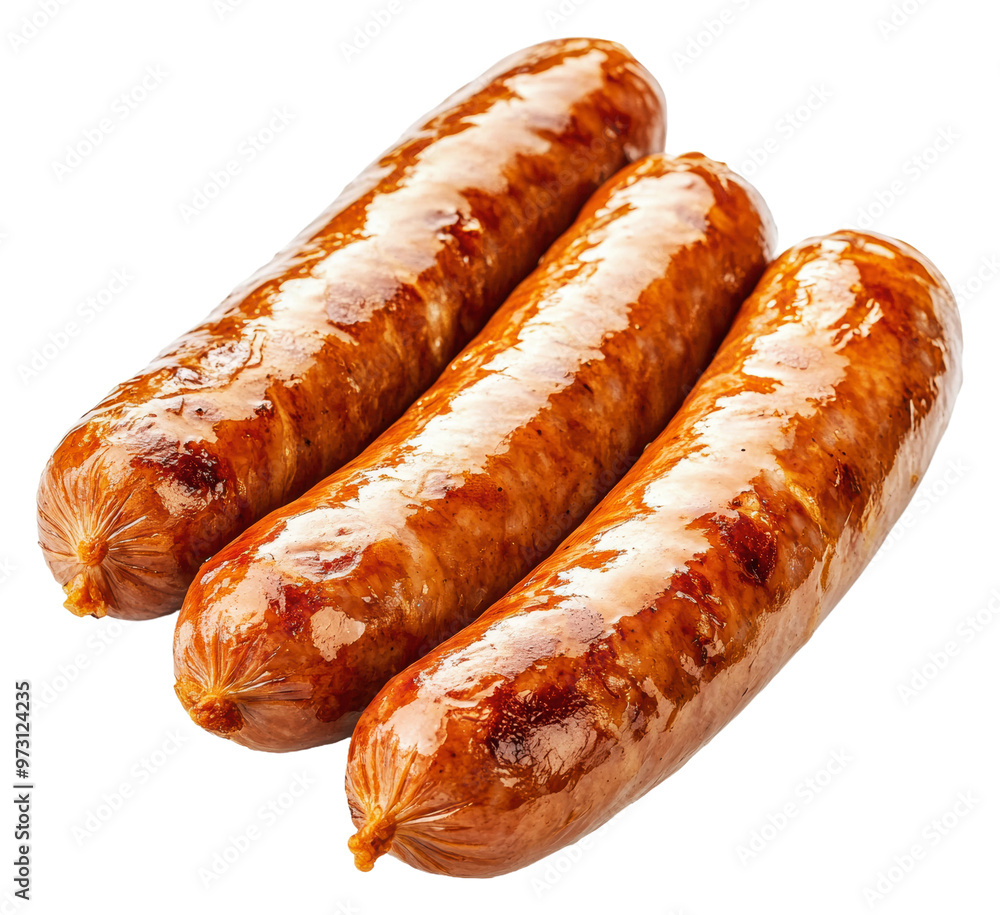 PNG Grilled sausage links on a white background PNG Grilled sausage links on a white background