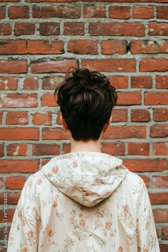 Fototapeta premium Back view of a beautiful brunette woman