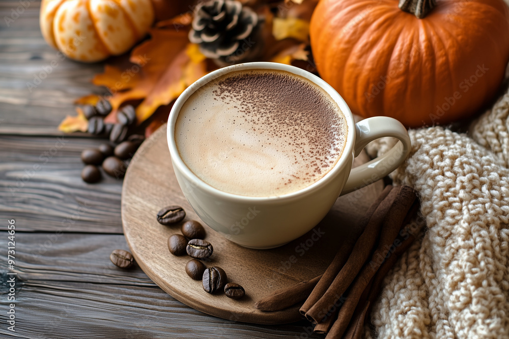 A cozy scene of warm beverages and autumn decorations, using Pumpkin Orange, Creamy White, and Espresso Brown. Capturing the essence of fall with a comforting and inviting atmosphere. A cozy scene of warm beverages and autumn decorations, using Pumpkin Orange, Creamy White, and Espresso Brown. Capturing the essence of fall with a comforting and inviting atmosphere.